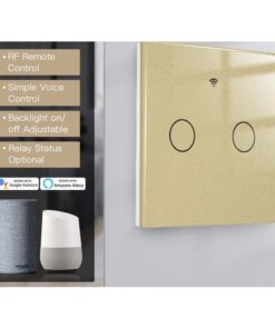 Alternative view of Interruttore Wifi Da Parete 86X86 Pannello Touch 2 Tasti Colore Oro WiFi + RF 433 Compatibile con Amazon Alexa e Google Home