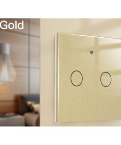 Interruttore Wifi Da Parete 86X86 Pannello Touch 2 Tasti Colore Oro WiFi + RF 433 Compatibile con Amazon Alexa e Google Home - ASDSHOP
