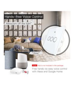 ZigBee Interruttore Smart Da Parete Con 3 Tasti Touch Con Pannello in Cristallo App Tuya Colore Bianco Scatola 503 - ASDSHOP