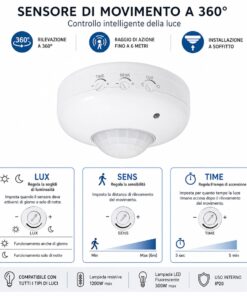 Alternative view of Sensore di Movimento PIR 360° da Soffitto, IP20, Regolazione TIME SENS LUX