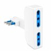 Adattatore Salvaspazio Spina 16A 2P+T con 2 Prese Bipasso 10/16A, Bianco/Nero (Bianco) - ASDSHOP