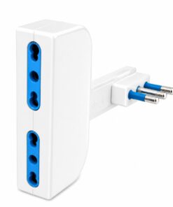 Adattatore Salvaspazio Spina 16A 2P+T con 2 Prese Bipasso 10/16A, Bianco/Nero (Bianco) - ASDSHOP