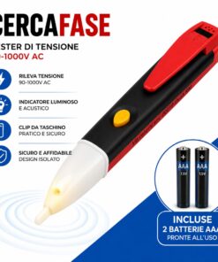 Cercafase Senza Contatto, Tester Tensione AC 90-1000V con LED - ASDSHOP