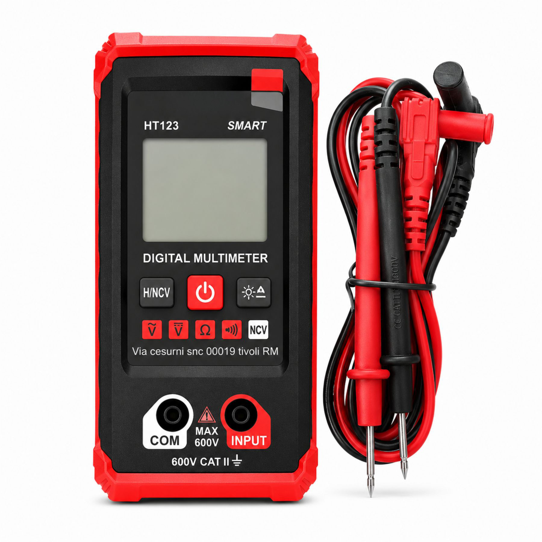 Multimetro Digitale Smart HT123, Tester NCV CAT II 600V con Display LCD