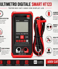 Alternative view of Multimetro Digitale Smart HT123, Tester NCV CAT II 600V con Display LCD