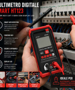 Multimetro Digitale Smart HT123, Tester NCV CAT II 600V con Display LCD - ASDSHOP