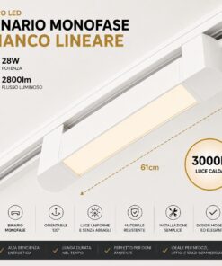 Alternative view of Faro Led Binario Monofase, Bianco Lineare 61cm 28W 2800lm 120° Orientabile, Disponibili 3000K 4000K (Bianco Caldo 3000K)