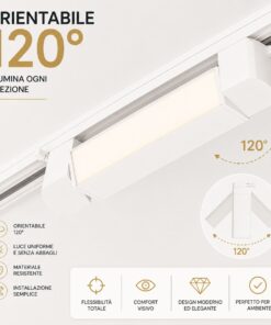 Faro Led Binario Monofase, Bianco Lineare 61cm 28W 2800lm 120° Orientabile, Disponibili 3000K 4000K (Bianco Neutro 4000K) - ASDSHOP
