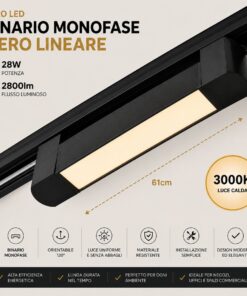 Alternative view of Faro Led Binario Monofase, Nero Lineare 61cm 28W 2800lm 120° Orientabile, Disponibili 3000K 4000K (Bianco Caldo 3000K)