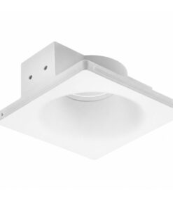 Portafaretto In Gesso Da Incasso, Quadrato 120X120X45mm, Bianco Verniciabile Portalampada GU10 e Connettore Fast Incluso