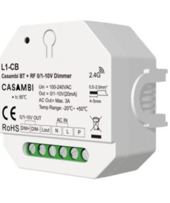 Dimmer 0-10V Casambi Bluetooth RF, 1 Canale, con Relè AC Integrato