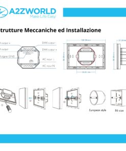 Pannello Touch DMX512 T15 da Parete, 4 Zone, RF 2.4GHz, 100-240V AC - ASDSHOP