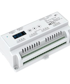 Decoder DMX512 RDM 12 Canali RGB a Tensione Costante, 12-24V DC, 5A per Canale, Totale 60A, PWM 500-32000Hz, Guida DIN, per Strisce LED RGB