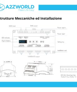 Decoder DMX512 RDM 12 Canali RGB a Tensione Costante, 12-24V DC, 5A per Canale, Totale 60A, PWM 500-32000Hz, Guida DIN, per Strisce LED RGB - ASDSHOP
