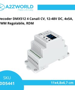Alternative view of Decoder DMX512 4 Canali CV, 12-48V DC, 4x5A, PWM Regolabile, RDM