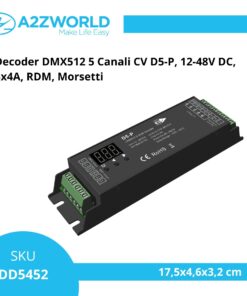 Alternative view of Decoder DMX512 5 canali CV D5-P, 12-48V DC, 5x4A, RDM, morsetti