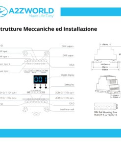 Decoder DMX512 4 Canali 0/1-10V, 12-24V DC, RDM, Uscita Analogica - ASDSHOP