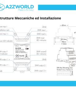 Amplificatore Segnale DMX512 & RDM DA-RDM, Splitter 1 Ingresso 2 Uscite, 12-48V - ASDSHOP