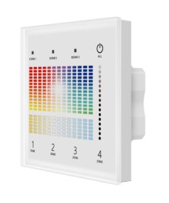Pannello Touch Master DALI 5 Canali, Alimentatore Bus Integrato, 16VDC Max 100mA, 4 Zone 3 Scene 4 Indirizzi, Touch Slider, 5 In 1 Per DIM CCT RGB RGBW RGB+CCT, 86X86mm Per Scatola 502
