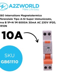 Alternative view of RCBO Interruttore Magnetotermico Differenziale Tipo A-SI Super Immunizzato, Curva B 1P+N 1M 6000A 30mA AC 230V IP20, GYR10N, Disponibili 6A 10A 16A 20A 25A 32A 40A (B10A)