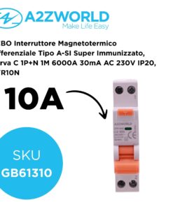Alternative view of RCBO Interruttore Magnetotermico Differenziale Tipo A-SI Super Immunizzato, Curva C 1P+N 1M 6000A 30mA AC 230V IP20, GYR10N, Disponibili 6A 10A 16A 20A 25A 32A 40A (C10A)