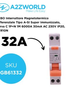 Alternative view of RCBO Interruttore Magnetotermico Differenziale Tipo A-SI Super Immunizzato, Curva C 1P+N 1M 6000A 30mA AC 230V IP20, GYR10N, Disponibili 6A 10A 16A 20A 25A 32A 40A (C32A)