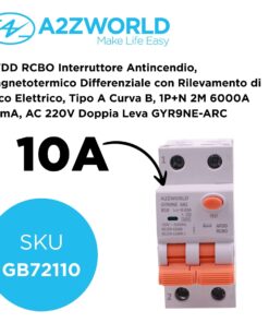 Alternative view of A2ZWORLD AFDD RCBO Interruttore Antincendio, Magnetotermico Differenziale con Rilevamento di Arco Elettrico, Tipo A Curva B, 1P+N 2M 6000A 30mA, AC 220V Doppia Leva GYR9NE-ARC (B10A)