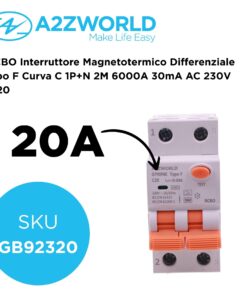 RCBO Interruttore Magnetotermico Differenziale Tipo F Curva C 1P+N 2M 6000A 30mA AC 230V IP20 Corrente Disponibili 6A 10A 16A 20A 25A 32A 40A 50A 63A (C20A) - ASDSHOP