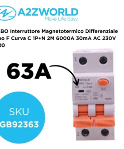Alternative view of RCBO Interruttore Magnetotermico Differenziale Tipo F Curva C 1P+N 2M 6000A 30mA AC 230V IP20 Corrente Disponibili 6A 10A 16A 20A 25A 32A 40A 50A 63A (C63A)