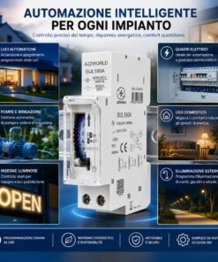 Orologio Interruttore Orario Giornaliero Meccanico su Guida DIN, Timer Switch 24 Ore, Riserva di Carica 100 Ore, 16A, 85-250V AC, 96 Pin, Programmazione Minima 15 Minuti - ASDSHOP