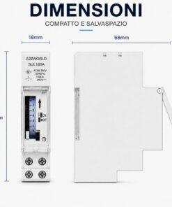 Orologio Interruttore Orario Giornaliero Meccanico su Guida DIN, Timer Switch 24 Ore, Riserva di Carica 100 Ore, 16A, 85-250V AC, 96 Pin, Programmazione Minima 15 Minuti - ASDSHOP
