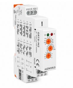 Relè Temporizzato Multifunzione Modulare, AC/DC 12V 24V 220V, 2 Scambi SPDT 16A, 10 Funzioni, Timer 0,1s-10 Giorni, 1 Modulo DIN, GRT8-M2-W240