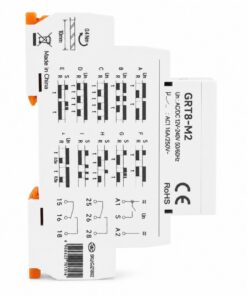 Relè Temporizzato Multifunzione Modulare, AC/DC 12V 24V 220V, 2 Scambi SPDT 16A, 10 Funzioni, Timer 0,1s-10 Giorni, 1 Modulo DIN, GRT8-M2-W240 - ASDSHOP