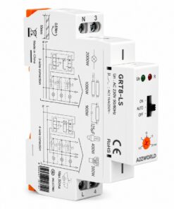 Relè Temporizzato Luci Scale 230V AC, Temporizzatore Auto ON OFF, 16A, 0,5-20 Minuti, 1 Modulo DIN, per Corridoi Ingressi Scale e Ventole Bagno, GRT8-LS