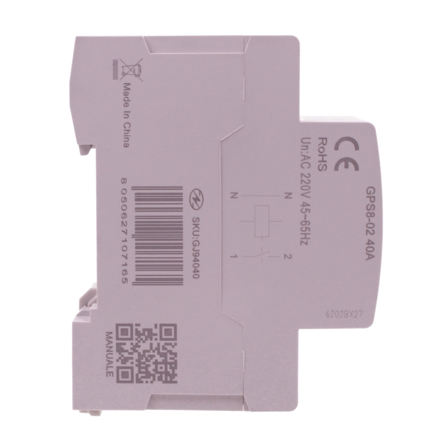 Relè Monitoraggio e Protezione Tensione Corrente con Display, 2P Monofase 40A AC220V, Protezione Sovra/Sottotensione e Sovracorrente, Guida DIN, Ingresso da Sotto, GPS8-02 - immagine 5