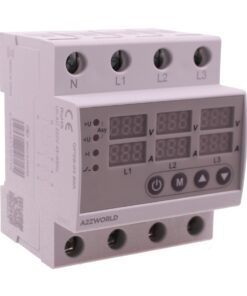 Relè Monitoraggio e Protezione Tensione Corrente con Display, 4P Trifase 80A AC220V, Protezione Sovra/Sottotensione e Sovracorrente, Guida DIN, Ingresso da Sotto, GPS8-03