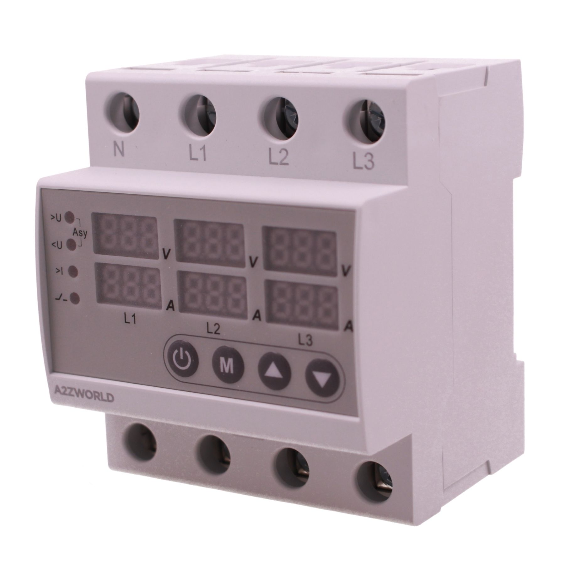 Relè Monitoraggio e Protezione Tensione Corrente con Display, 4P Trifase 80A AC220V, Protezione Sovra/Sottotensione e Sovracorrente, Guida DIN, Ingresso da Sotto, GPS8-03 - immagine 3