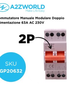 Alternative view of Commutatore di Rete Manuale I-0-II, 63A AC 220/380V, per Rete Principale e Alimentazione di Riserva, Disponibile 1P 2P 4P (2P)
