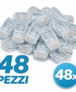 48 Pezzi Connettori RJ45 8P8C Trasparenti, Plug Ethernet a Crimpare - ASDSHOP