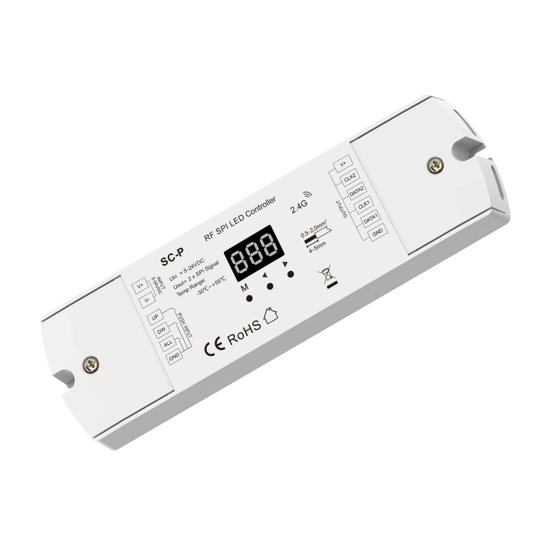 Controller SPI per Strisce LED Running Scale, RF 2.4GHz, 3 Push Pulsanti, 5-24V DC