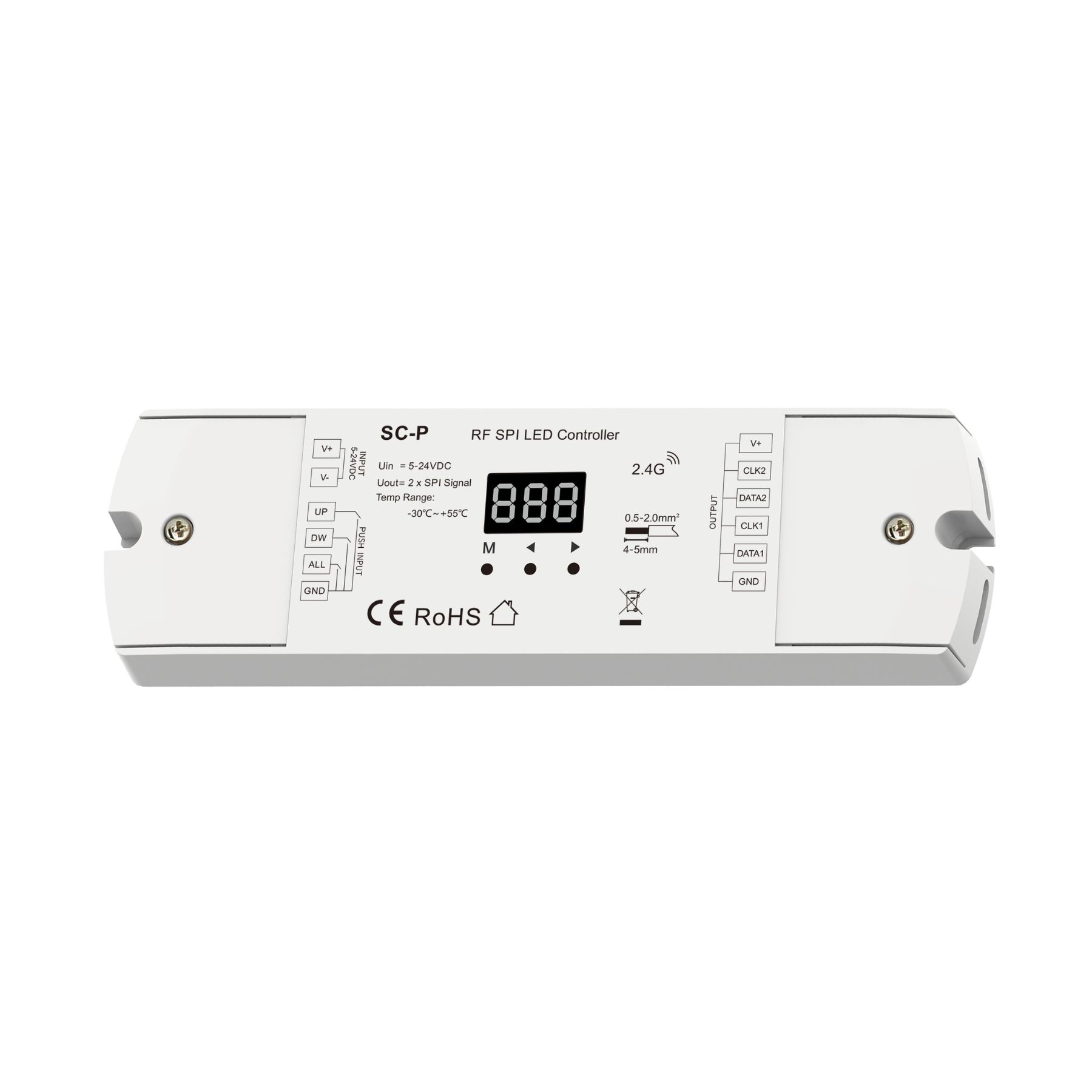 Controller SPI per Strisce LED Running Scale, RF 2.4GHz, 3 Push Pulsanti, 5-24V DC - immagine 2