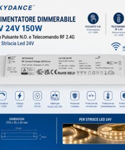 Alternative view of Alimentatore Dimmerabile LED 24V 150W, RF 2.4G e Push Dim per Strisce LED 310X45X30mm LN-150-24-RF