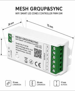 Centralina Controller Per Striscia Led Dimmer Mono Colore WIFI 2.4G, RF 2.4G TUYA, Smart Life Max 15A Tot. (6A/CH) DC5-24V 360W 1 Canale Dimmer CLC101R Bianco - ASDSHOP