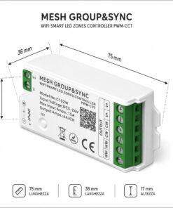 Centralina Controller Per Striscia Led CCT WIFI 2.4G, RF 2.4G TUYA, Smart Life Max 15A Tot. (6A/CH) DC5-24V 360W 2 Canali CCT CLC102R Bianco - ASDSHOP