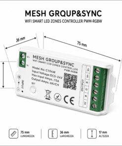 Centralina Controller Per Striscia Led RGBW WIFI 2.4G, RF 2.4G TUYA, Smart Life Max 15A Tot. (6A/CH) DC5-24V 360W 4 Canali RGBW CLC104R Bianco - ASDSHOP