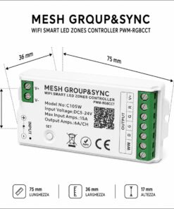 Centralina Controller Per Striscia Led RGBCCT WIFI 2.4G, RF 2.4G TUYA, Smart Life Max 15A Tot. (6A/CH) DC5-24V 360W 5 Canali RGBCCT CLC105R Bianco - ASDSHOP