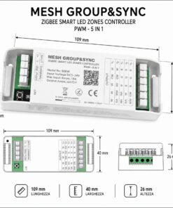 Led Dimmer Push WIFI, RF 2.4G, Pulsante NO, 5 In 1, DC5-24V 360W 5CHX6A Max 15A, per Striscia Led Mono Colore, CCT, RGB, RGBW, RGBCCT - ASDSHOP