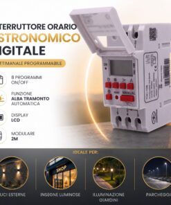 Interruttore Orario Astronomico Digitale, Timer Orologio Settimanale Programmabile Modulare, 8 ON/OFF, Display LCD, Funzione Alba Tramonto per Luci Esterne e Insegne - ASDSHOP