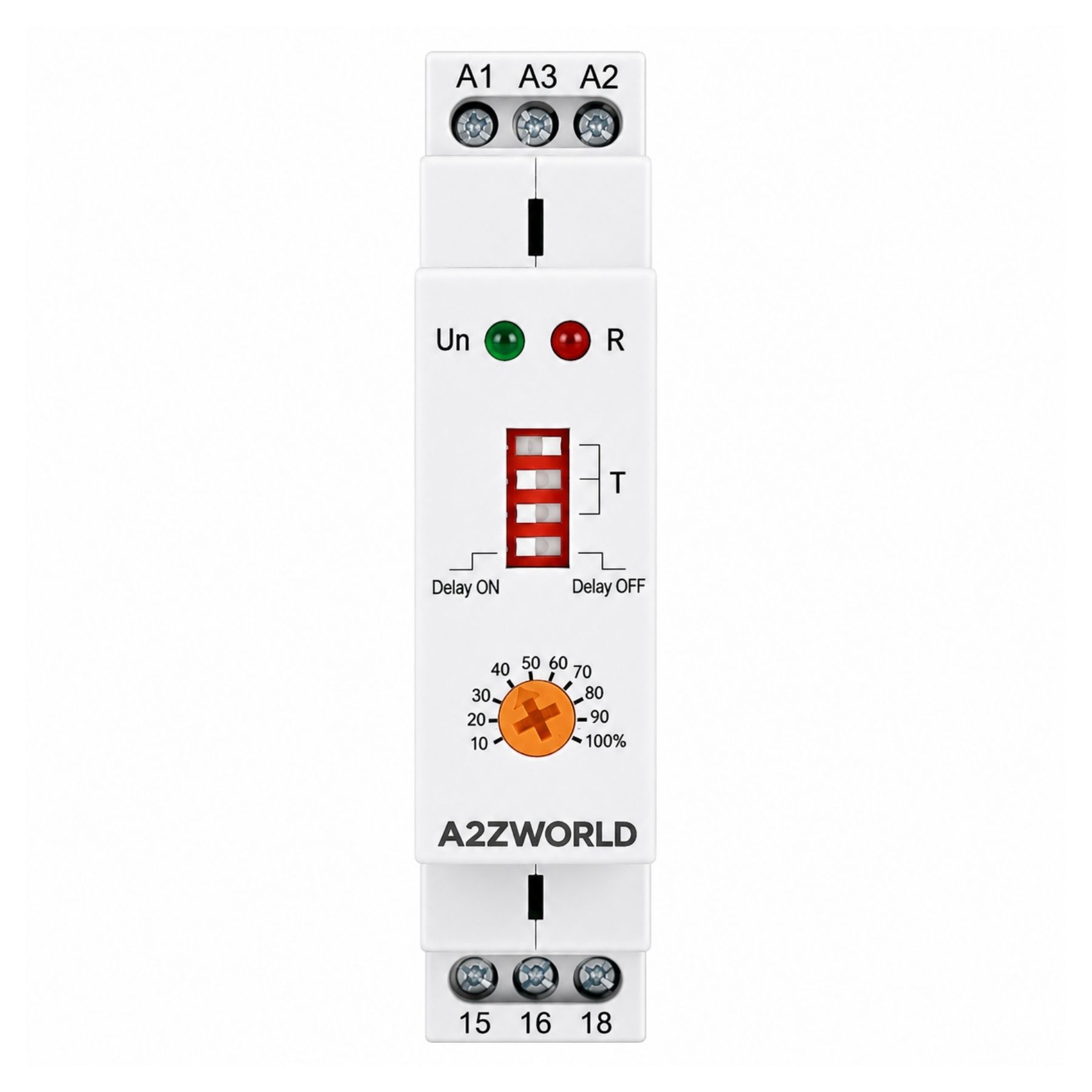 Relè Temporizzato Modulare, AC230V e DC/AC 24V 10A, Timer Delay ON o Delay OFF, Ritardo Accensione o Spegnimento, 1 Modulo Barra DIN, Tempo regolabile da 0,1s a 10 giorni - immagine 2