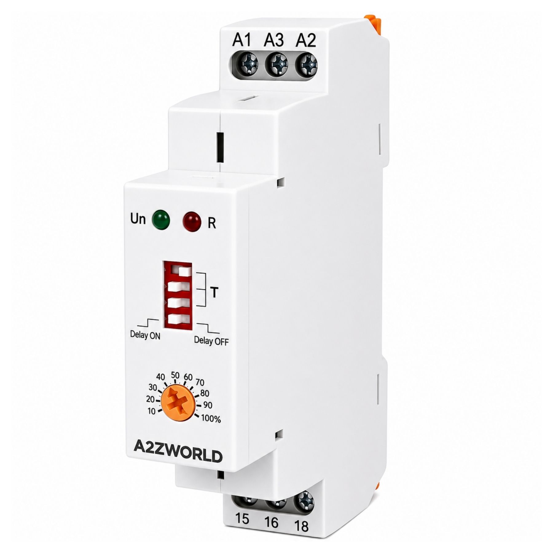 Relè Temporizzato Modulare, AC230V e DC/AC 24V 10A, Timer Delay ON o Delay OFF, Ritardo Accensione o Spegnimento, 1 Modulo Barra DIN, Tempo regolabile da 0,1s a 10 giorni - immagine 3